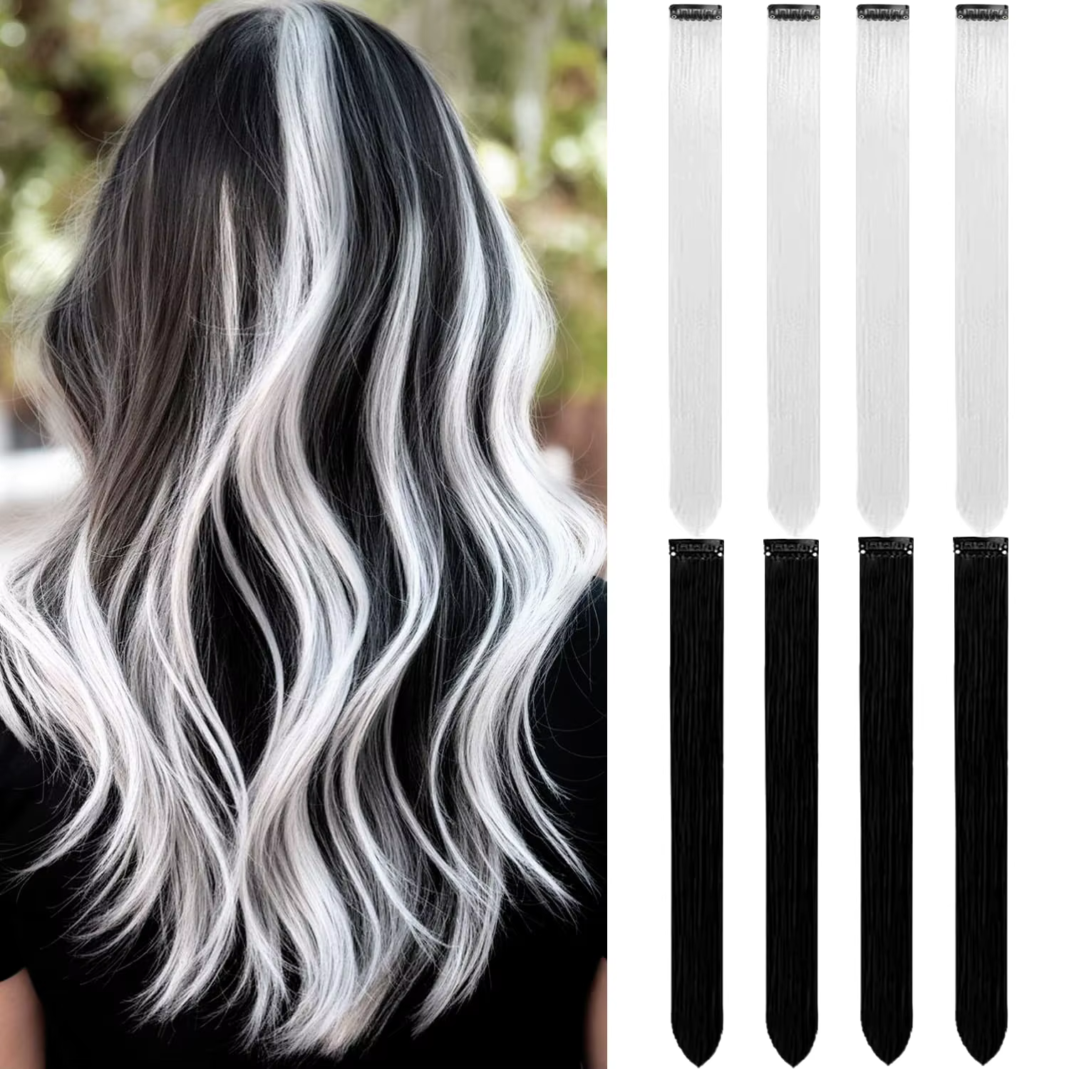 8 paquets d'extensions de cheveux synthétiques colorées 22 pouces droites à clipser sur la fête de n
