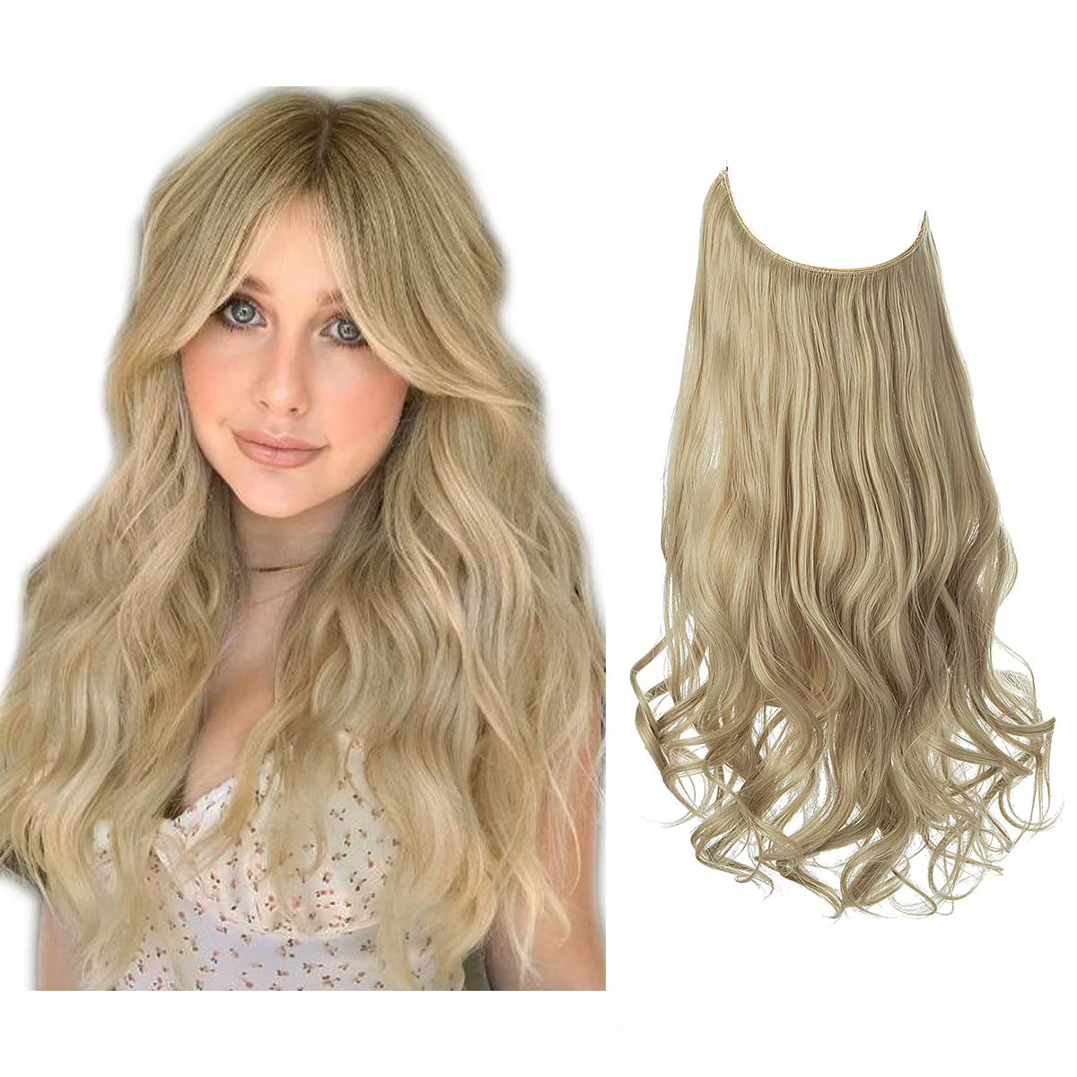 Extension capillaire synthétique sans Clips, postiche naturelle ombrée, noire, Blonde, rose, longue