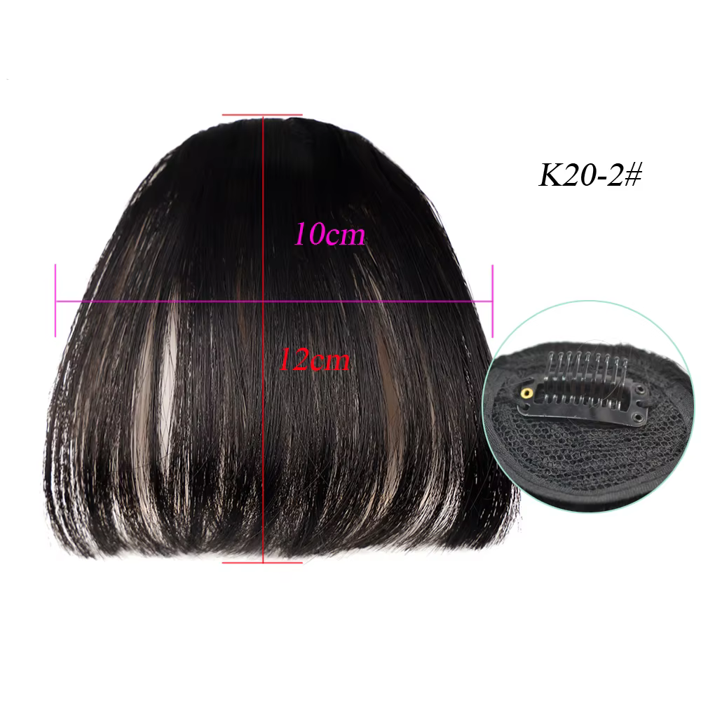 Frange à Air synthétique naturelle courte marron noir, Extension de faux cheveux, 1 Clip, postiches,