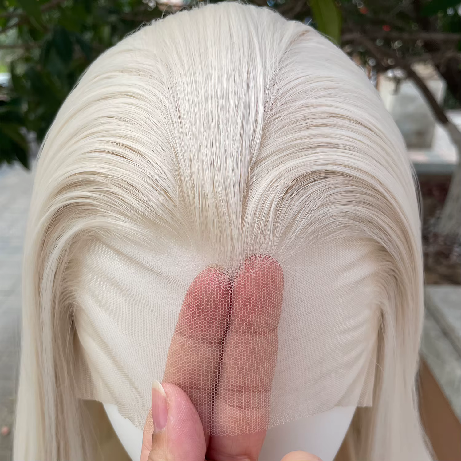 Costume d'elfe style Peak Platinum Perruques Lace Front Synthétiques Blondes 13x4 pour Femmes, 2