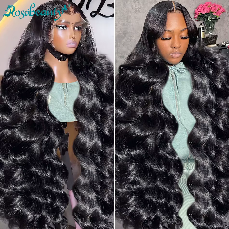 Rosabe-Full HD Lace Wig, Body Wave Wig, Lace Front Wig, Cheveux humains, Transparent, Pre-Plucked, B
