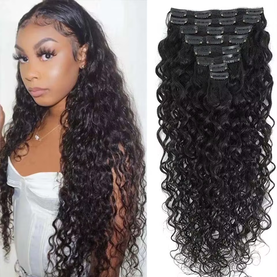 Extensions de cheveux bouclés à clipser pour femmes, cheveux humains ondulés, cheveux vierges Remy, 