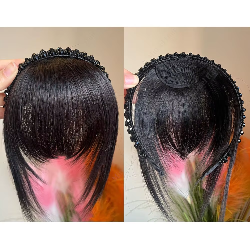 Bandeau de cheveux humains instantanés, perruque à frange, couverture de cheveux réels intégrée, che