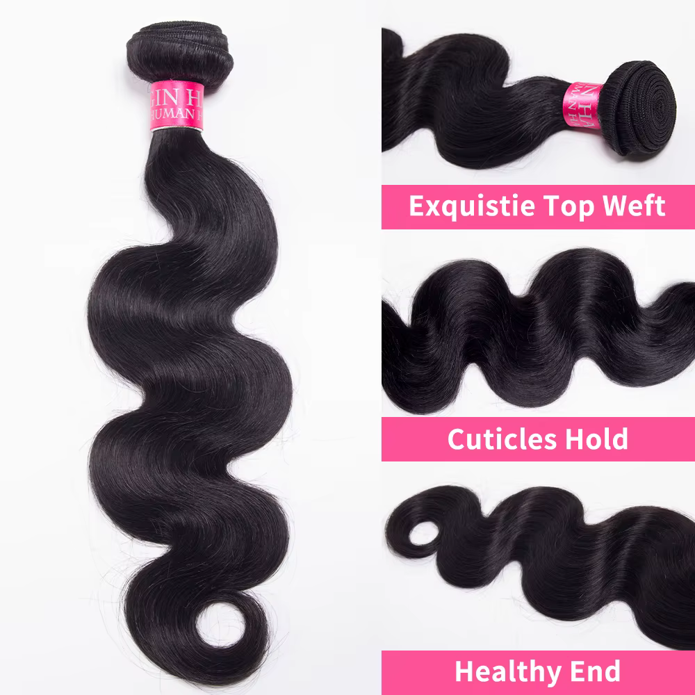 Extensions de Cheveux Humains Ondulés Naturels Brésiliens Remy – Lots de 1/3/4 Pièces Noirs Naturels