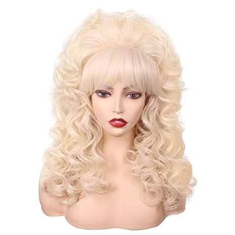 Perruque de Cosplay synthétique longue bouclée Vintage des années 80 avec frange pour femmes, perruq