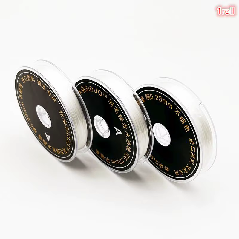 1 Rouleau de 60M de Fil Élastique Transparent pour Salon, Idéal pour la Confection de Perruques, Tis