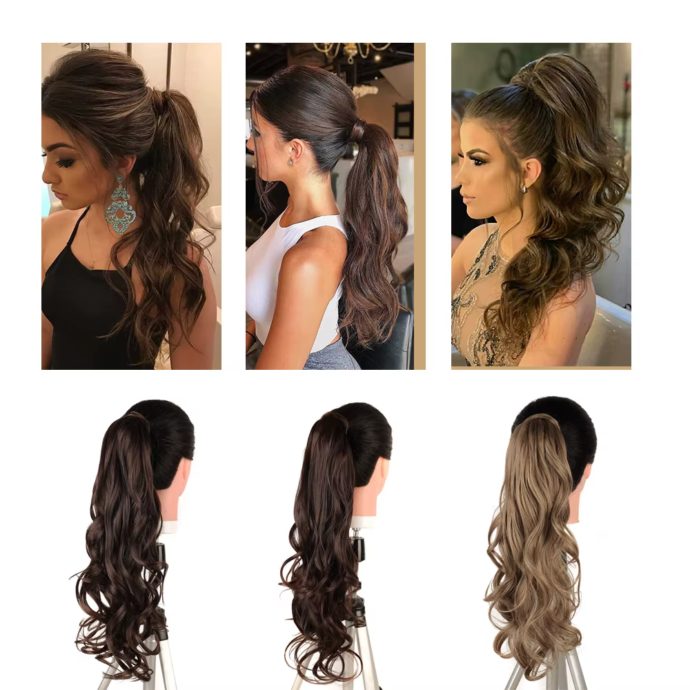 Extensions de queue de cheval synthétique pour femmes, fausse queue de cheval blonde, postiches, 26