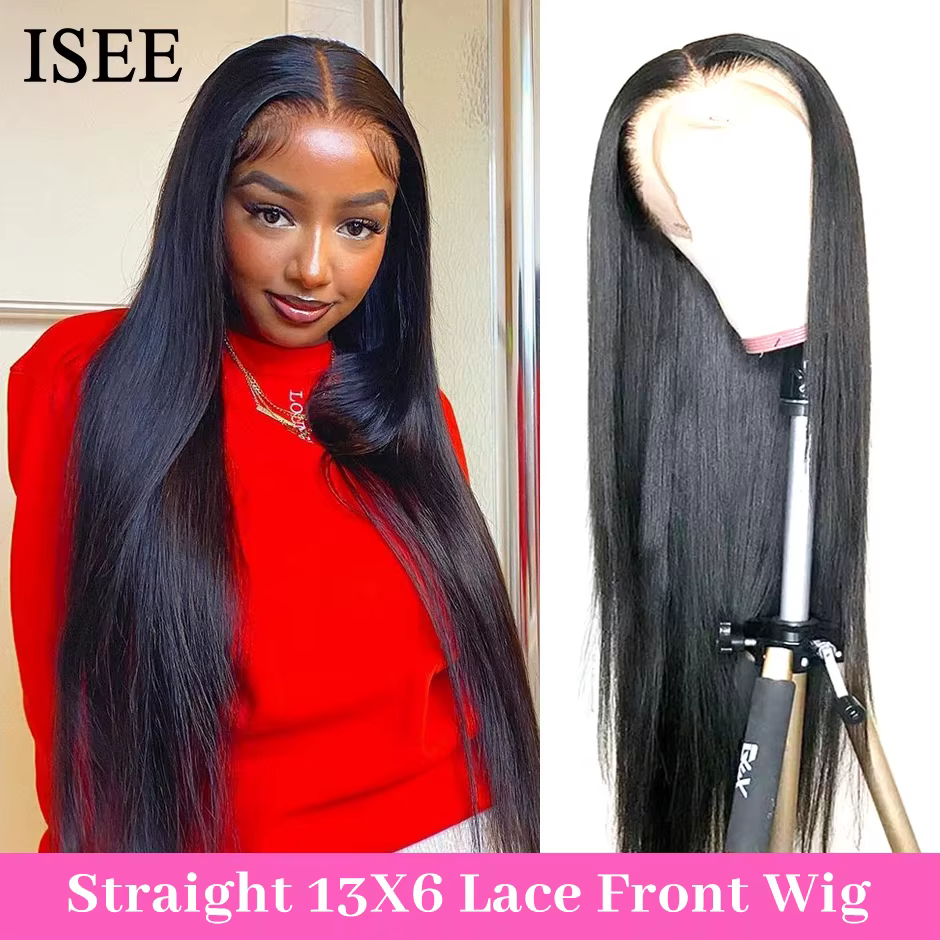 Straight 13X6 Lace Frontal Wig180% Density Malaysian Straight Lace Front Human Hair Wigs For Women I