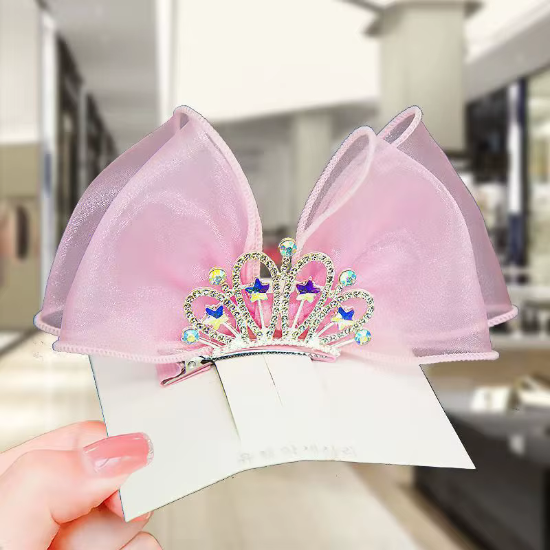 Nœuds de cheveux arc-en-ciel Pastel, dégradé de couleur, couronne de princesse, épingle à cheveux su