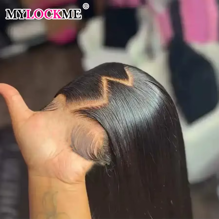 Perruque Lace Front Wig sans colle naturelle, cheveux lisses, 13x6, 30 32 34 36 pouces, densité 180,