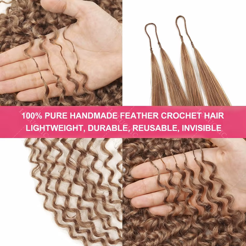 Miel Blonde réutilisable petites spirales bouclés Crochet cheveux sans noeuds pré-séparés crépus bou
