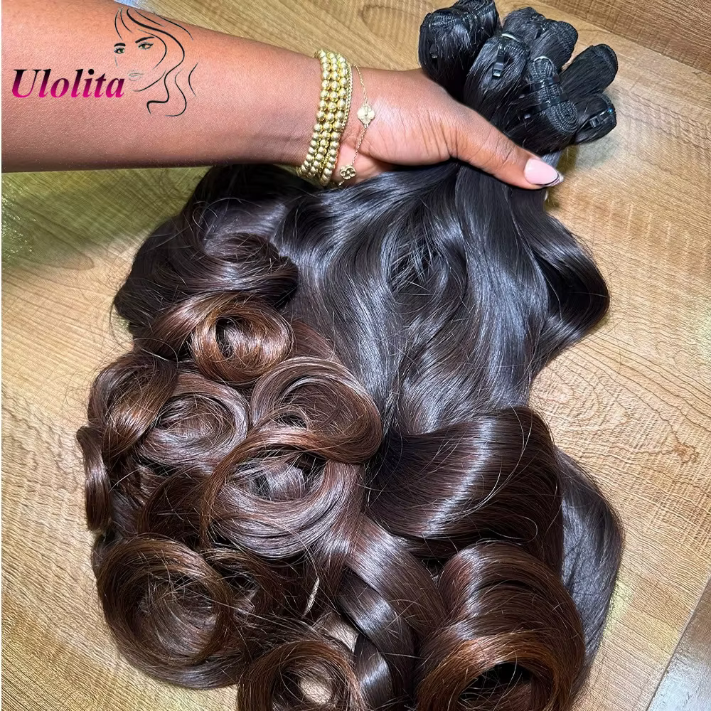 Extensions de cheveux humains ondulés, couleur ombrée 1b/4, 100% vierges non traitées, 3 mèches, ext