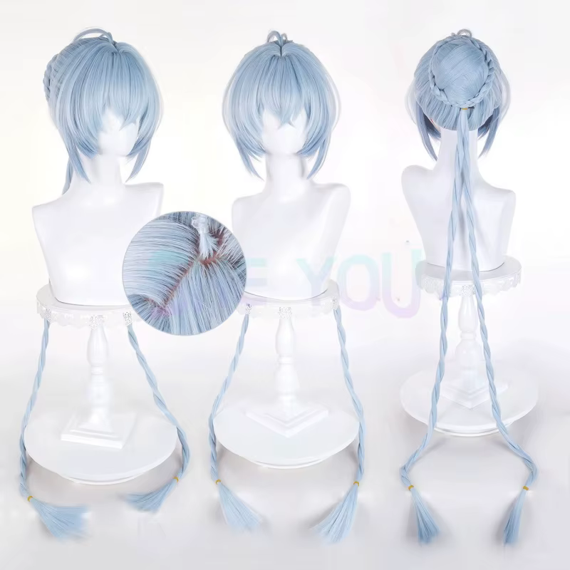 ZZZ Lucia Cosplay perruque avec tresses détachables perruque bleue Anime résistant à la chaleur perr