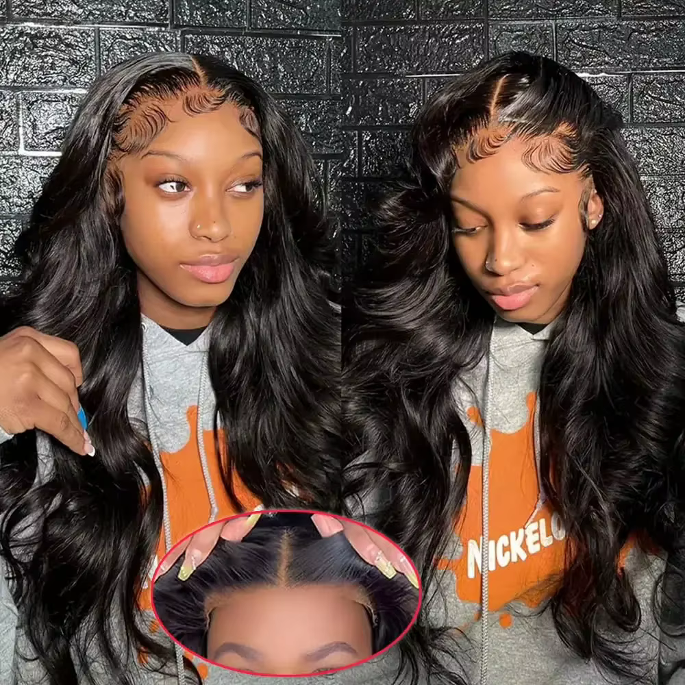 Perruque Body Wave sans colle cheveux humains prêt à porter 5x5 Hd dentelle fermeture perruque vague