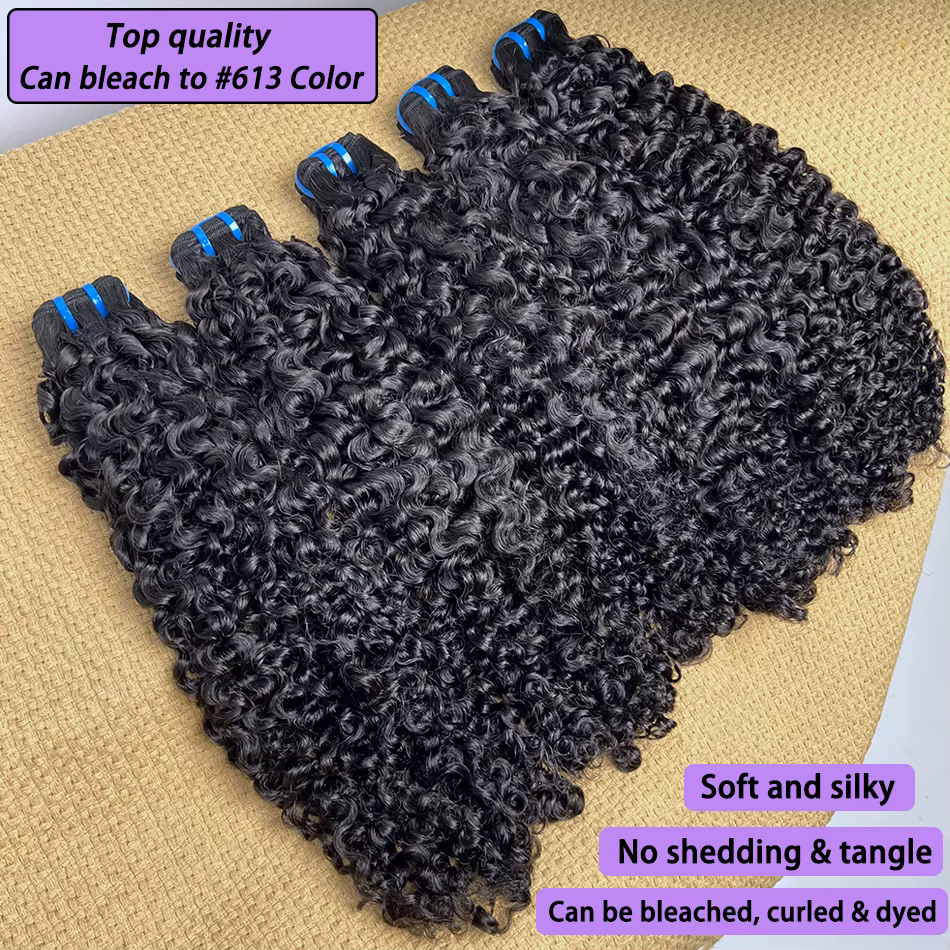 Mèches de cheveux bouclés birmans 18A, couleur naturelle # Extensions de tissage bouclées rebondissa