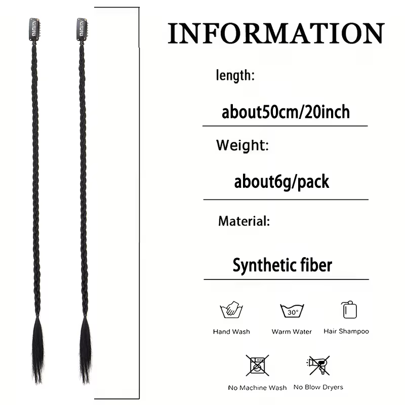 20 pouces synthétique 2 pièces Y2K Style cheveux longs raides Mini tresse haute température fibre co