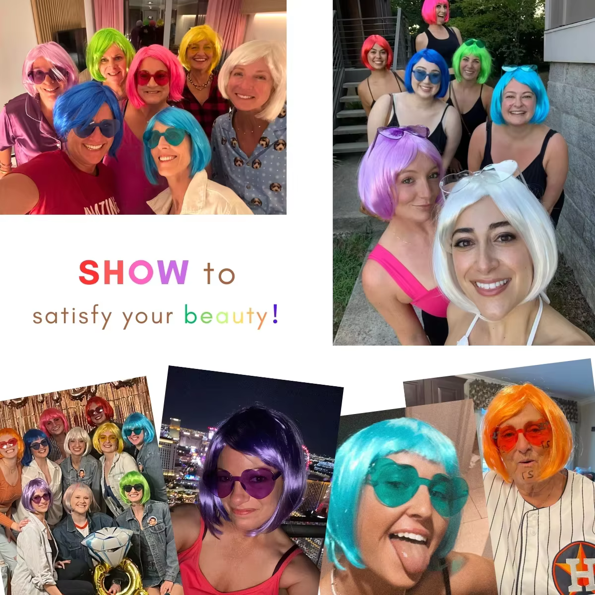 Perruque Bobo courte colorée en Fiber synthétique, néon, pour fête amusante, Halloween, poisson d'av