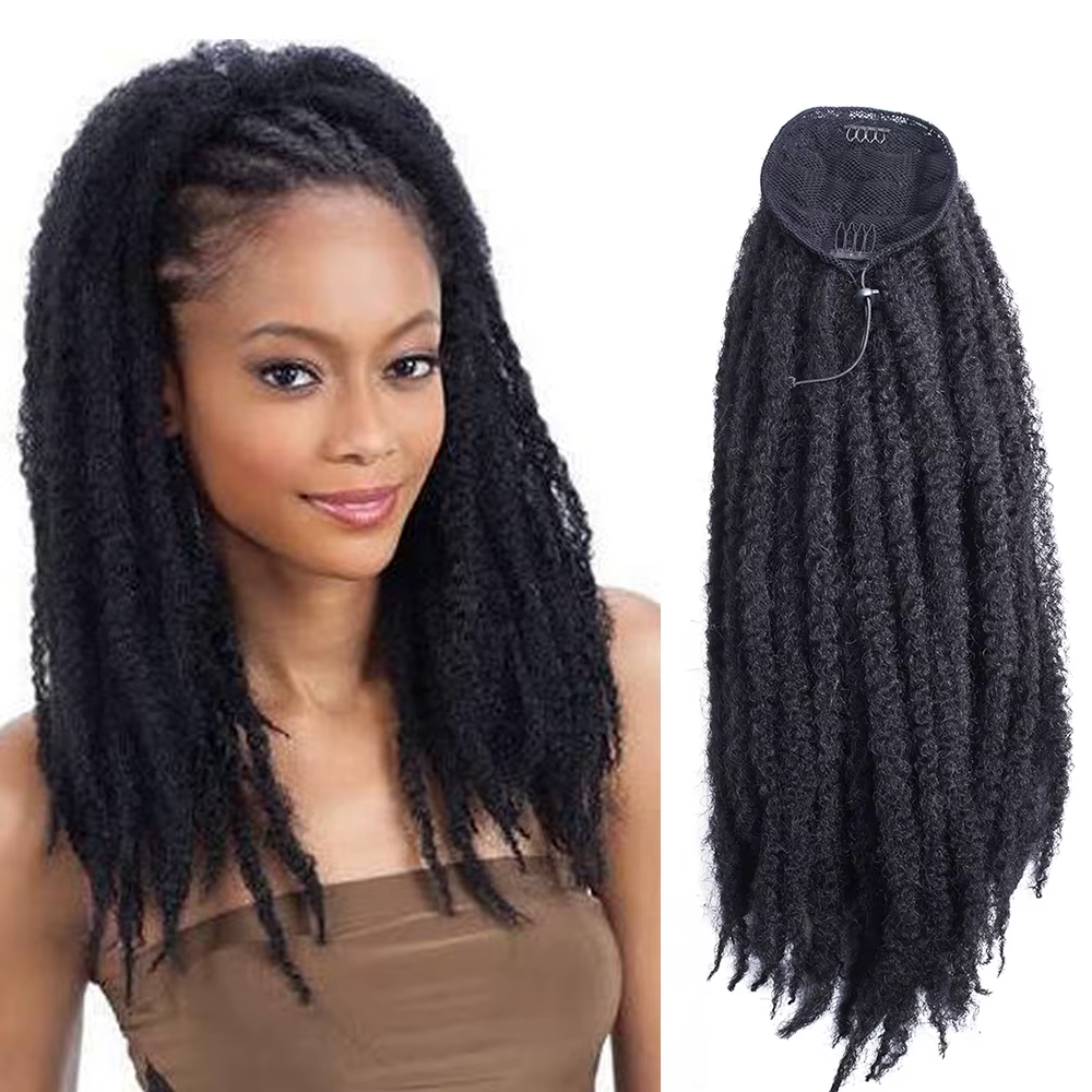 Extensions capillaires synthétiques longues bouclées 18 pouces, tresses Marley, queue de cheval, pos
