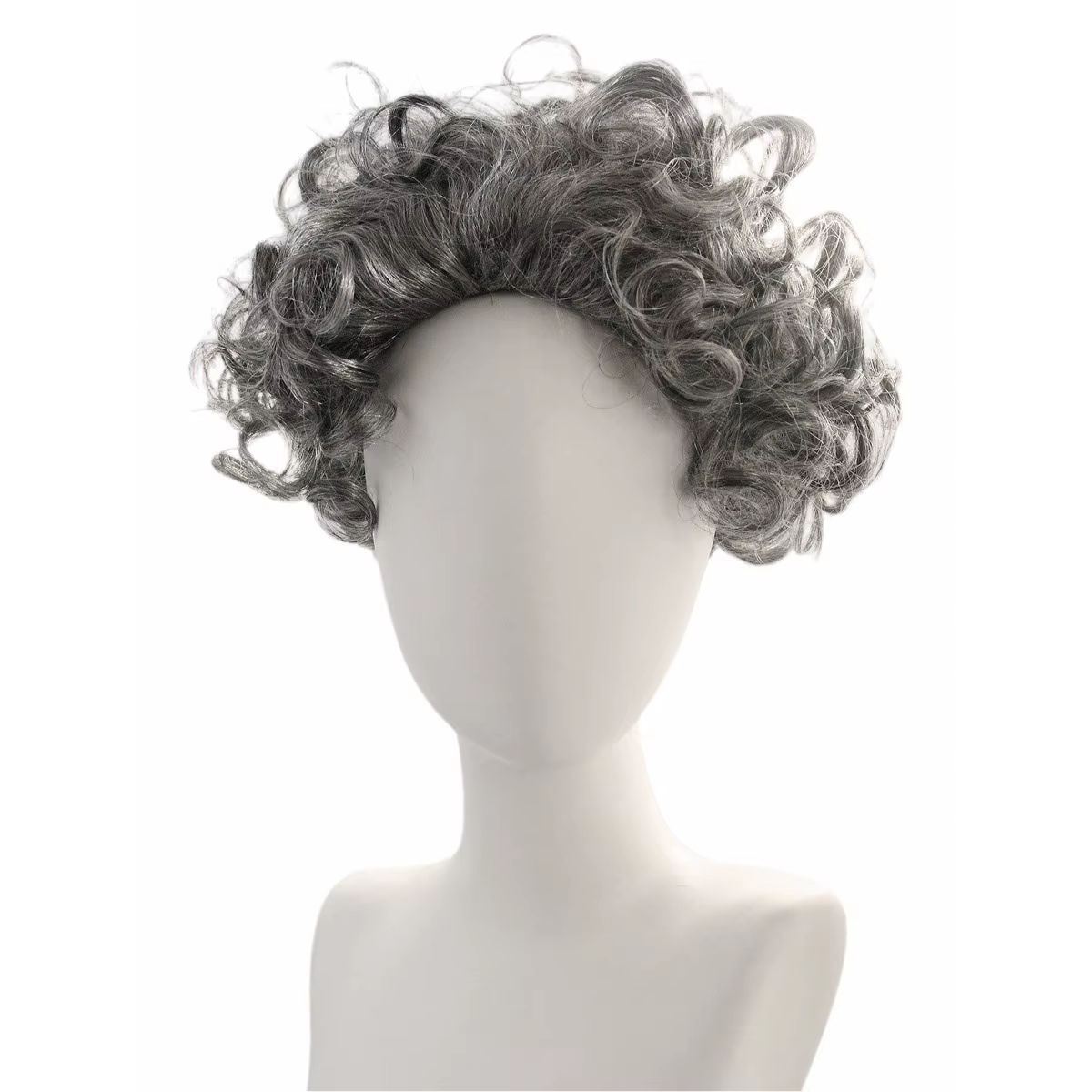 Perruque courte bouclée grise pour femme âgée, cheveux synthétiques naturels pour femmes âgées, cosp