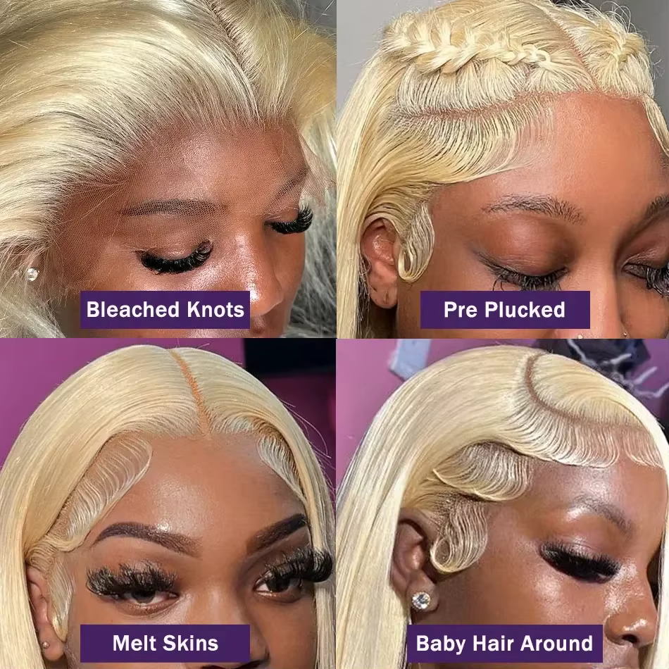 613 Blonde dentelle avant perruque cheveux humains 13X6 Hd dentelle frontale perruque 13X4 droite de