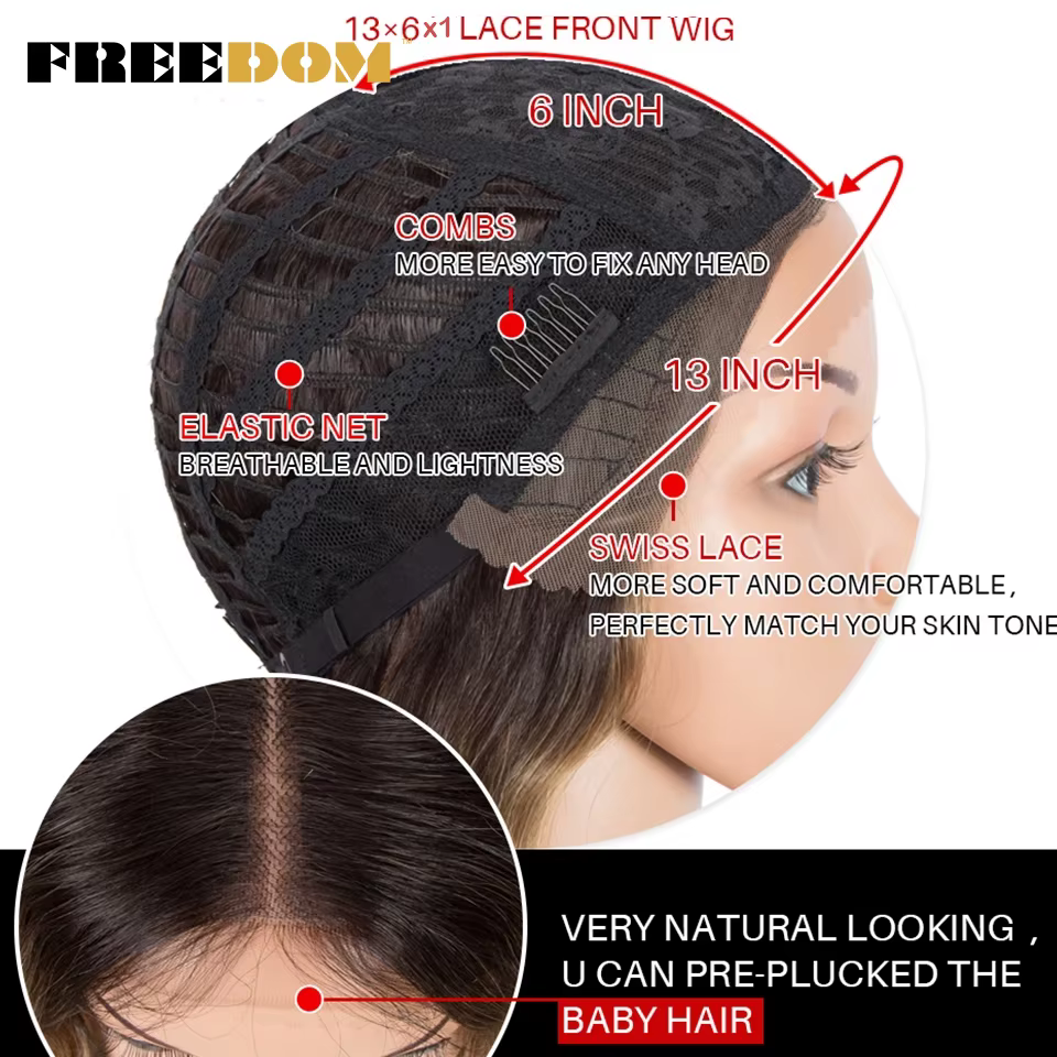 FREEDOM – perruque Lace Front Wig synthétique ondulée longue et profonde, perruque Lace Wig blonde o
