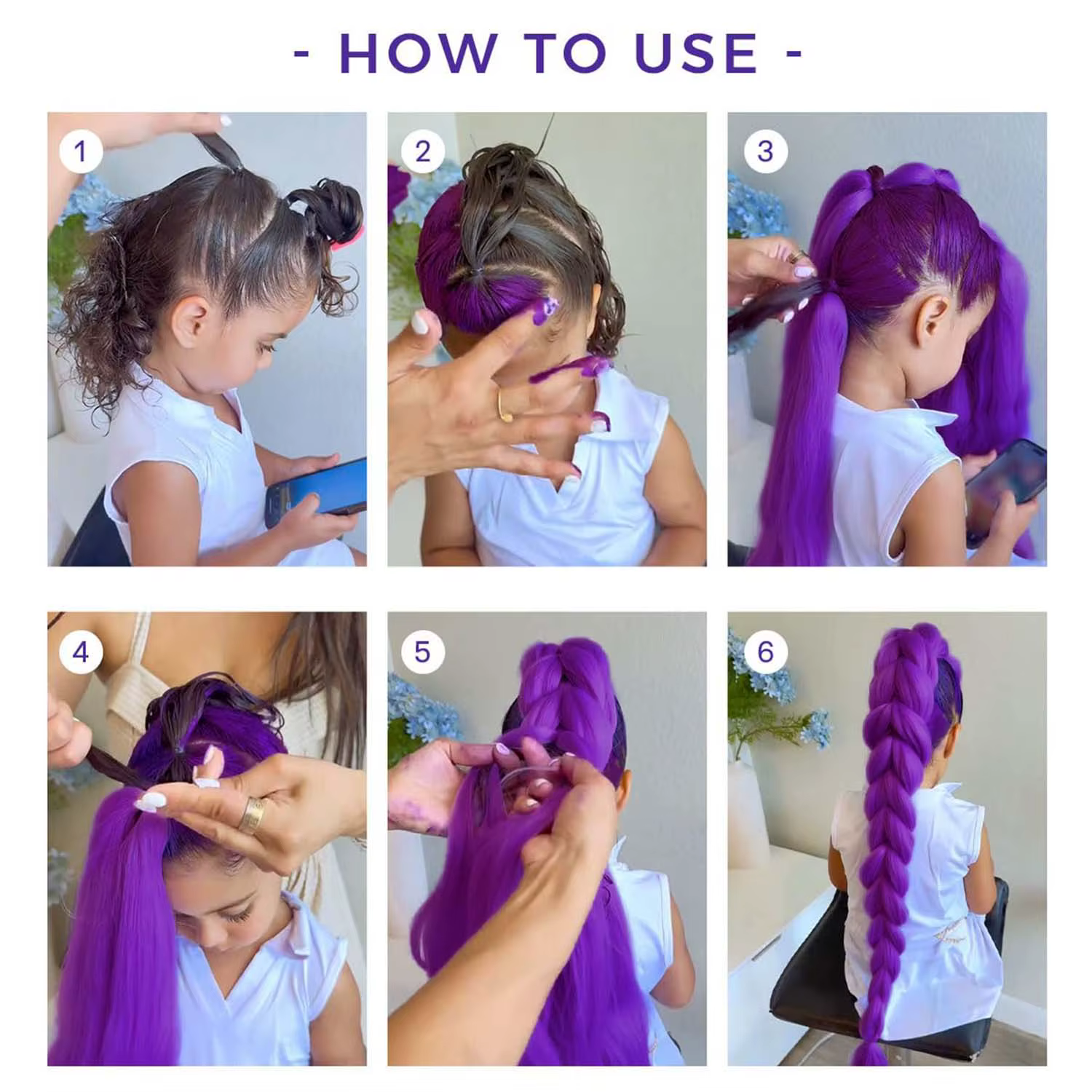 Extensions de cheveux synthétiques tressés violets longs de 24 pouces pour tresses Ru mi cheveux tre