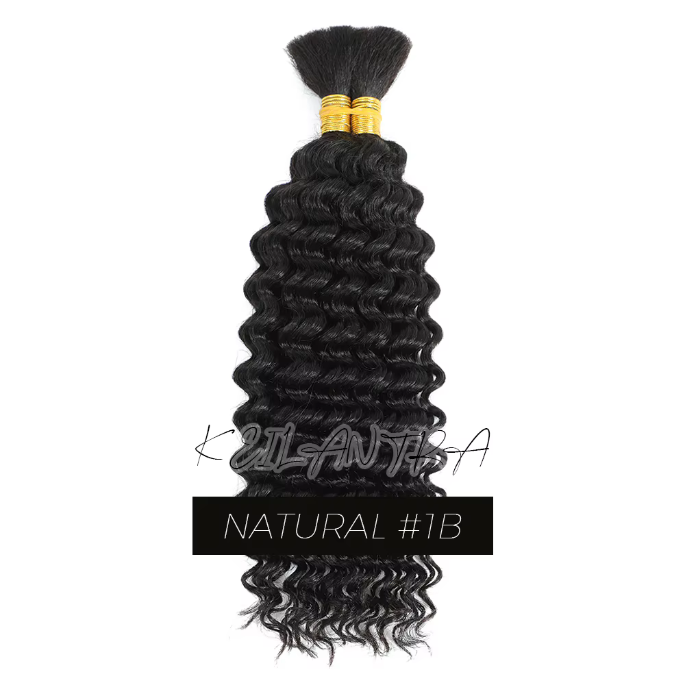 Boho tresses cheveux humains bouclés cheveux paquets en vrac pour tressage vague profonde 2 paquets