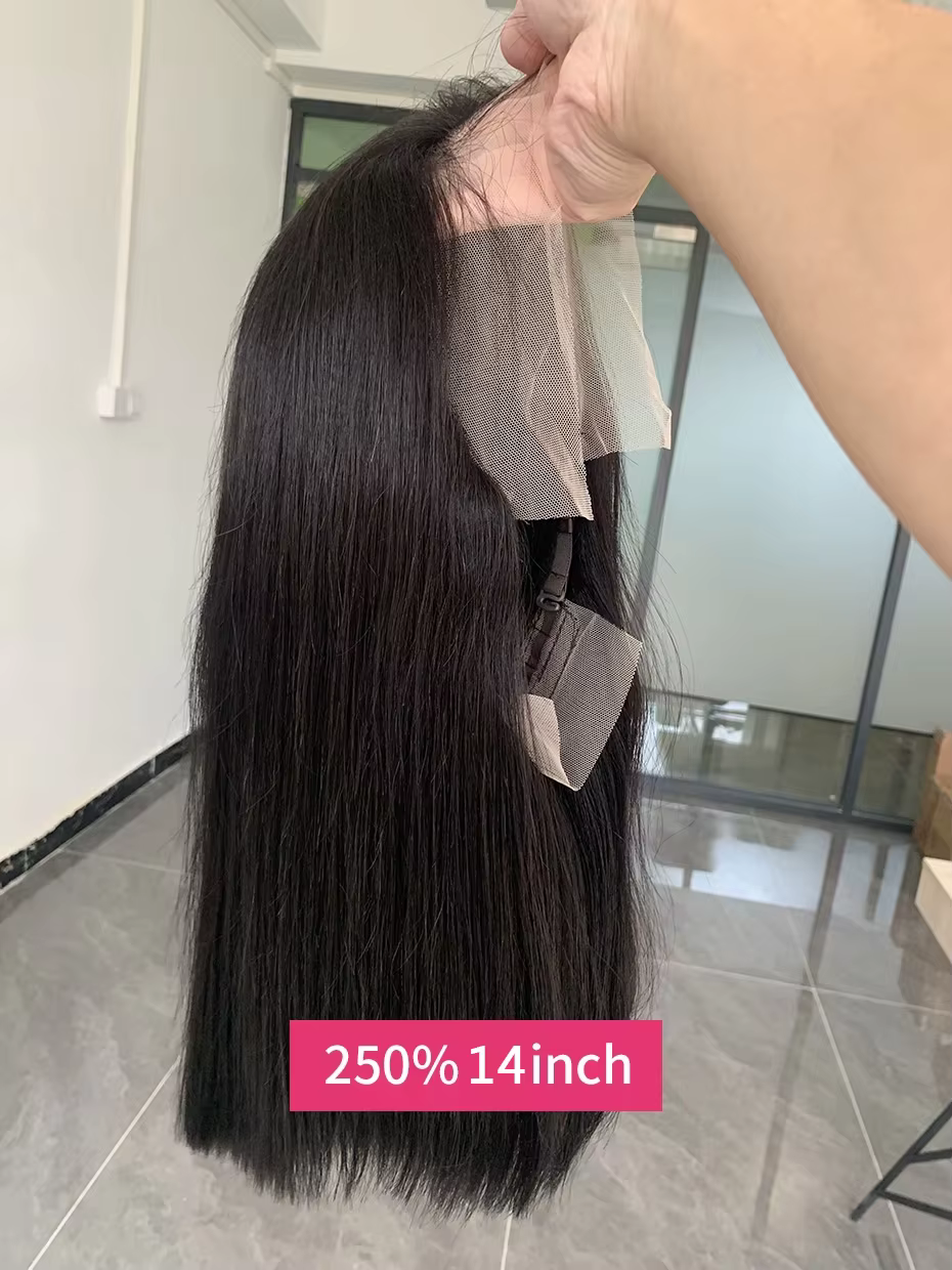 Cheveux bruts vietnamiens 250 densité 100 cheveux humains dentelle frontale perruques droite naturel