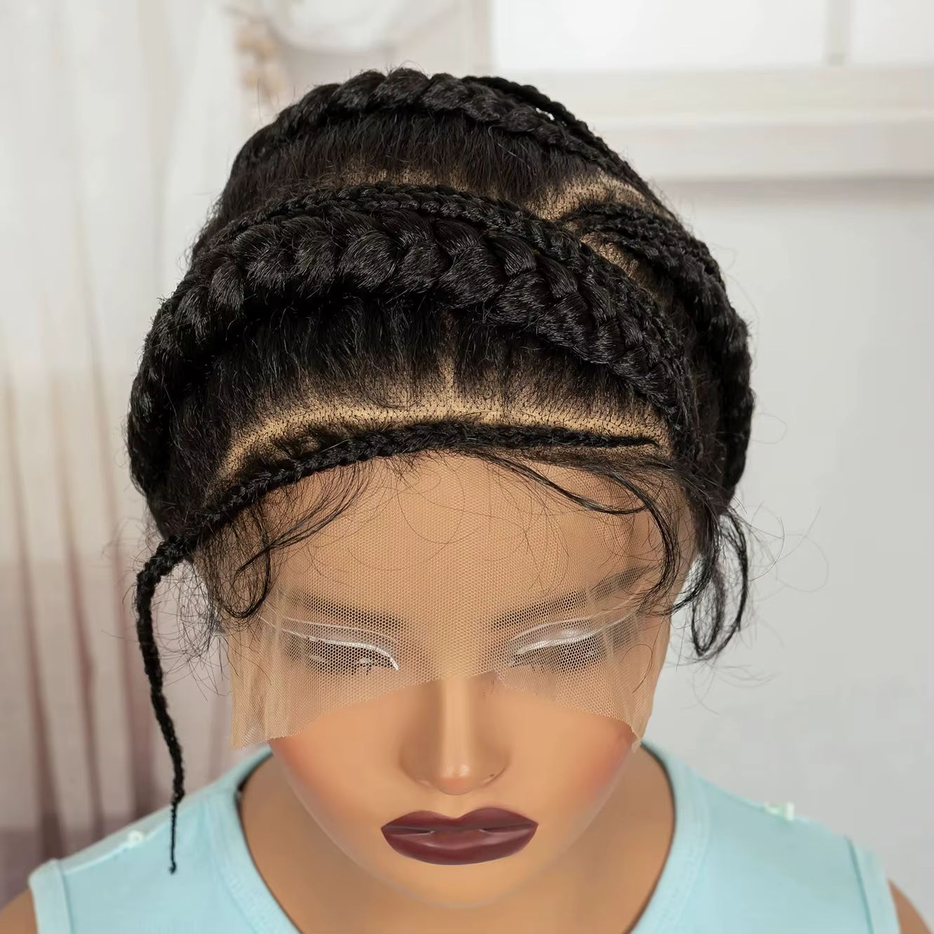 Perruques tressées pleine dentelle Cornrow perruques synthétiques tressées à la main Bantu perruques
