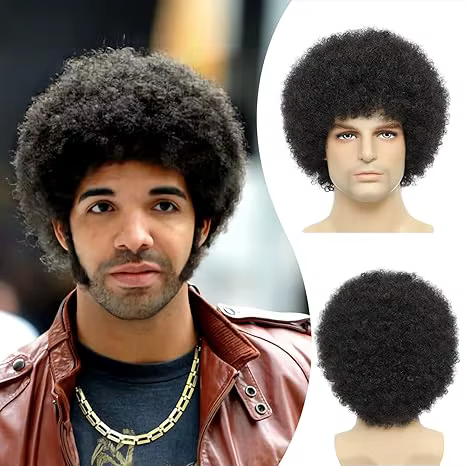 Perruque Afro Disco courte noire bouclée pour hommes, perruque synthétique Anime Cosplay Halloween, 
