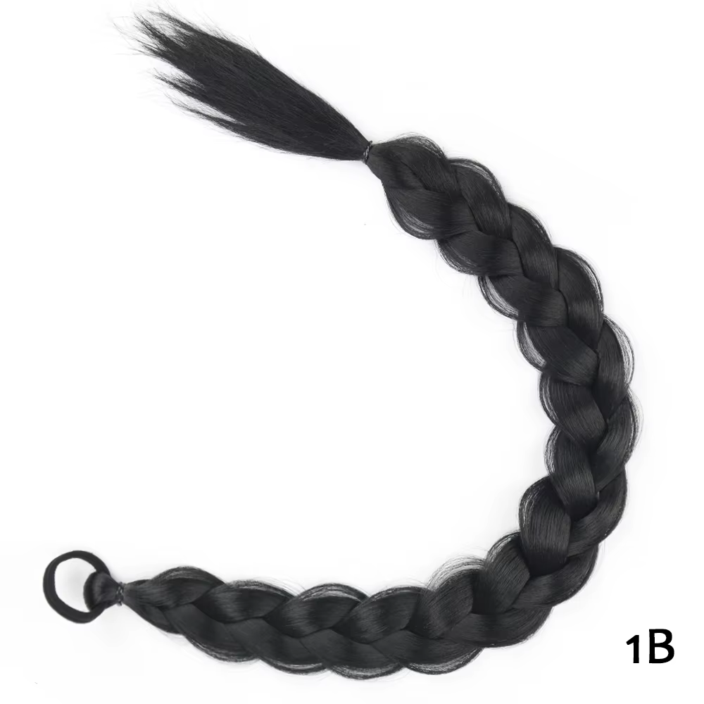 Extension de cheveux queue de cheval tressée avec élastique, tresses de boxe pour femmes, tresse lon
