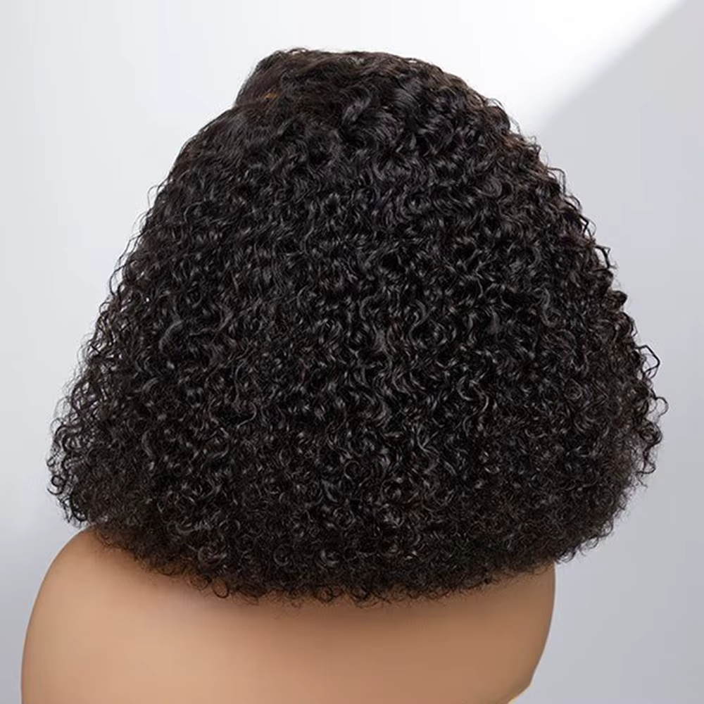 250% densité courte Bob Jerry bouclés perruque de cheveux humains 13x4 Transparent dentelle frontale