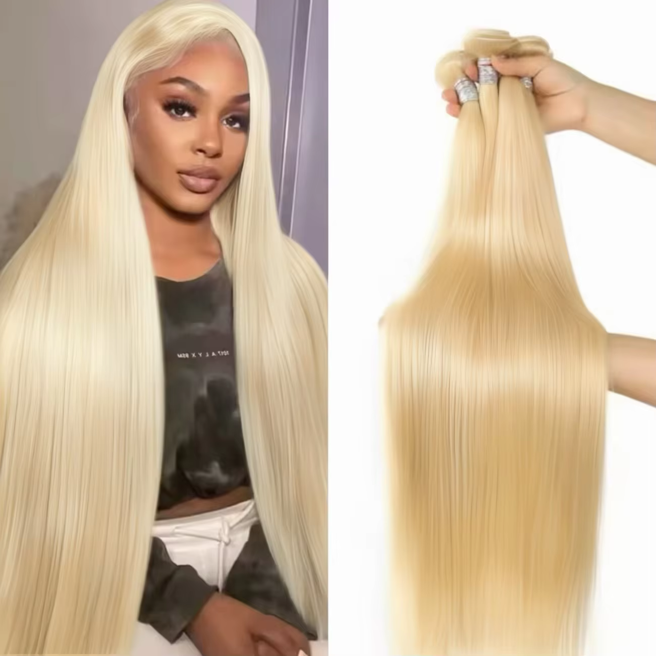 Extensions de Cheveux Humains Blonds Raides Longs de 24, 26, 28, 30 Pouces – Bundles de Cheveux Remy