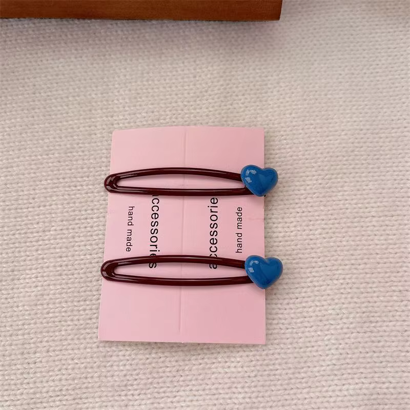Pinces à cheveux coréennes pour filles, 1 paire, barrettes à franges en forme de cœur pour la mode q