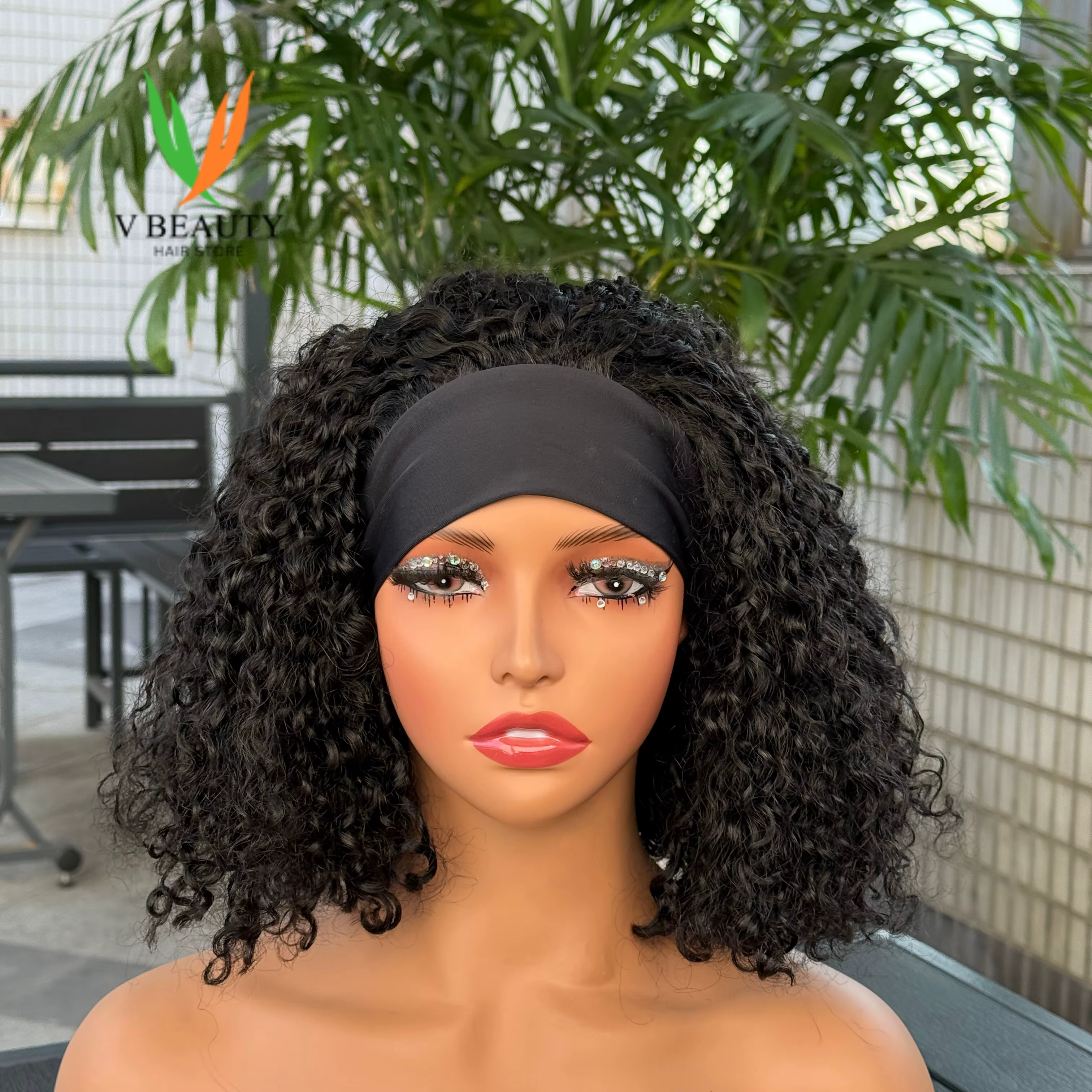 Perruque bandeau en cheveux humains, coupe pixie bouclée, pour femmes, demi-perruque bouclée sans de