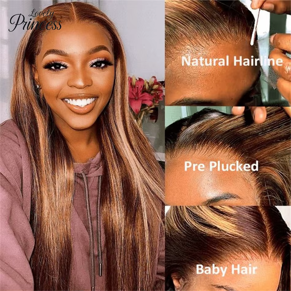 Perruque 427 Highlight en cheveux humains, frontale en dentelle HD 13x6, 40 pouces, perruques fronta