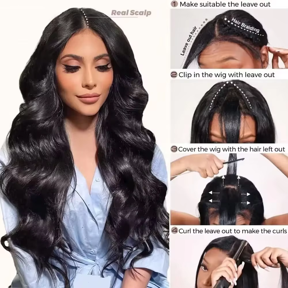 Perruque V-Part Cheveux Humains Ondulés pour Femmes, Densité 220, Prête à Porter, Couleur Naturelle,