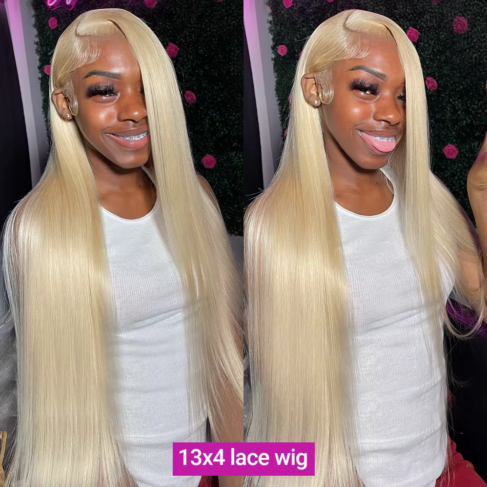 Silkwave HD Transparent 613 Blonde droite 13x4 13x6 dentelle frontale perruques de cheveux humains p