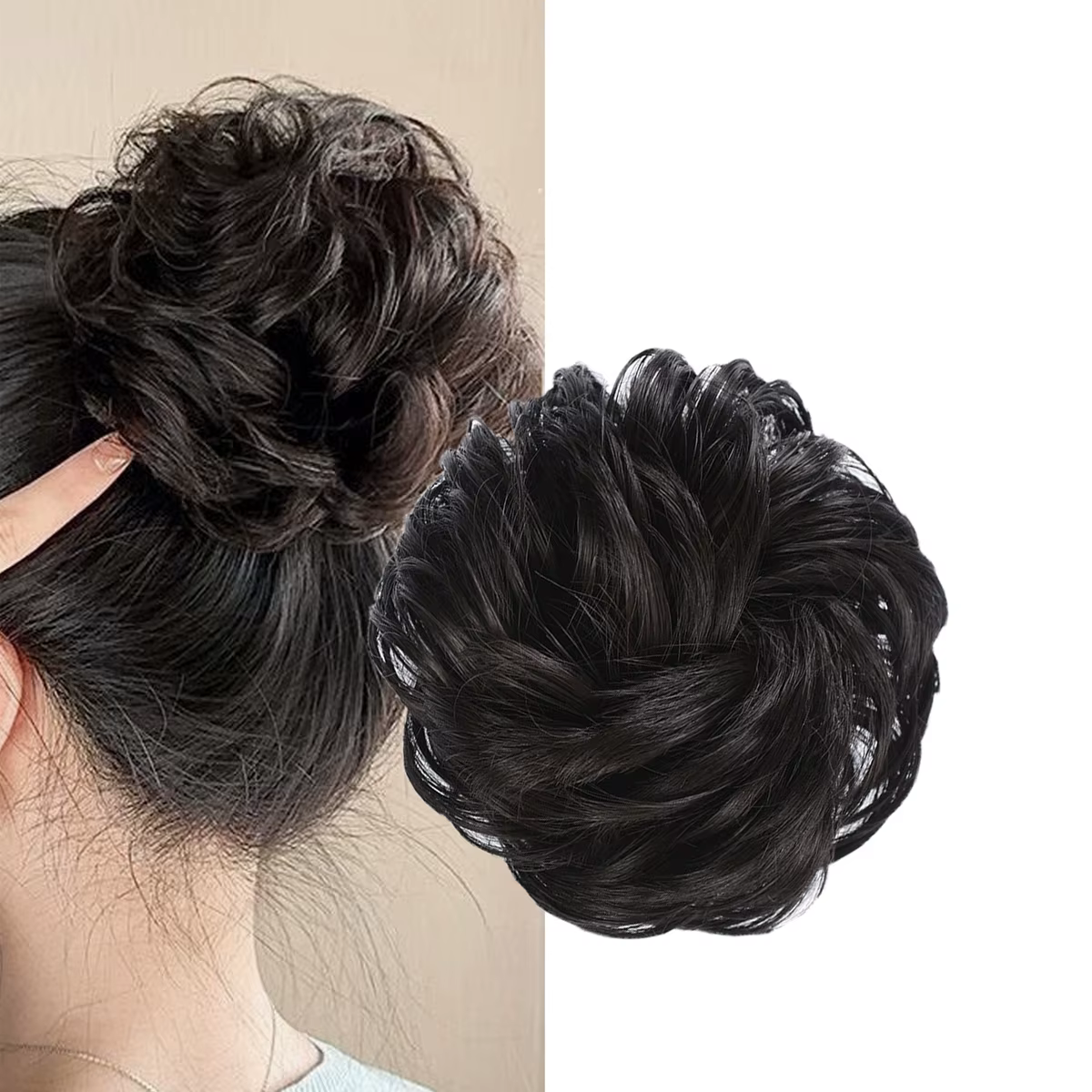 1 pièce postiche chignon en soie artificielle, anneau de cheveux pour créer une coiffure chignon, ac