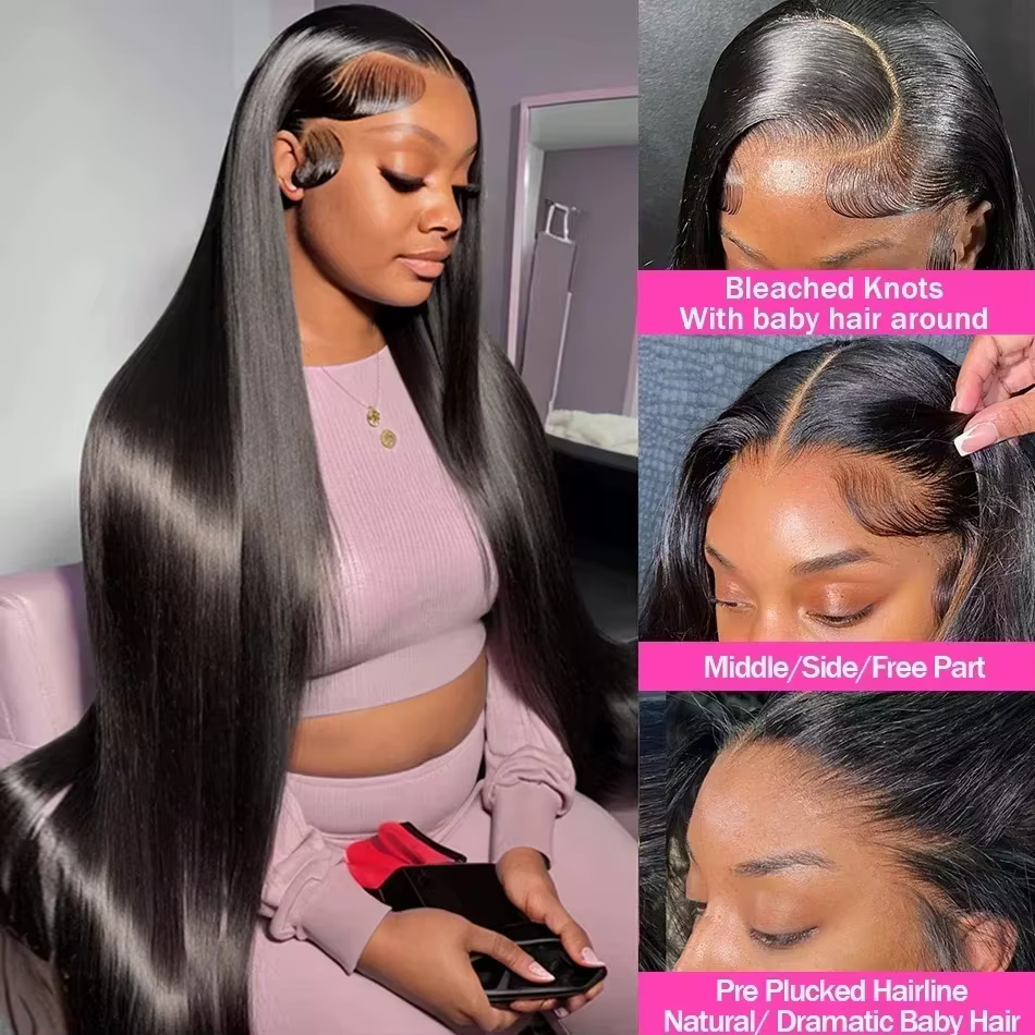 Perruques Lace Front Lisses en Cheveux Humains 13X6, Perruque Frontale HD 13X4, Perruques en Cheveux