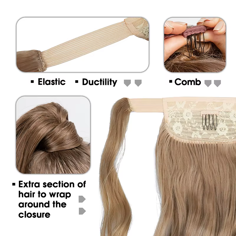 Extension capillaire synthétique longue et ondulée, queue de cheval bouclée à Clip, faux postiche en
