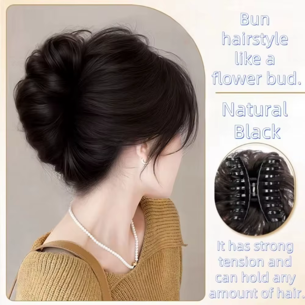Chignon synthétique en désordre, pince à griffes, Extensions queue de cheval, style chouchou, bourge