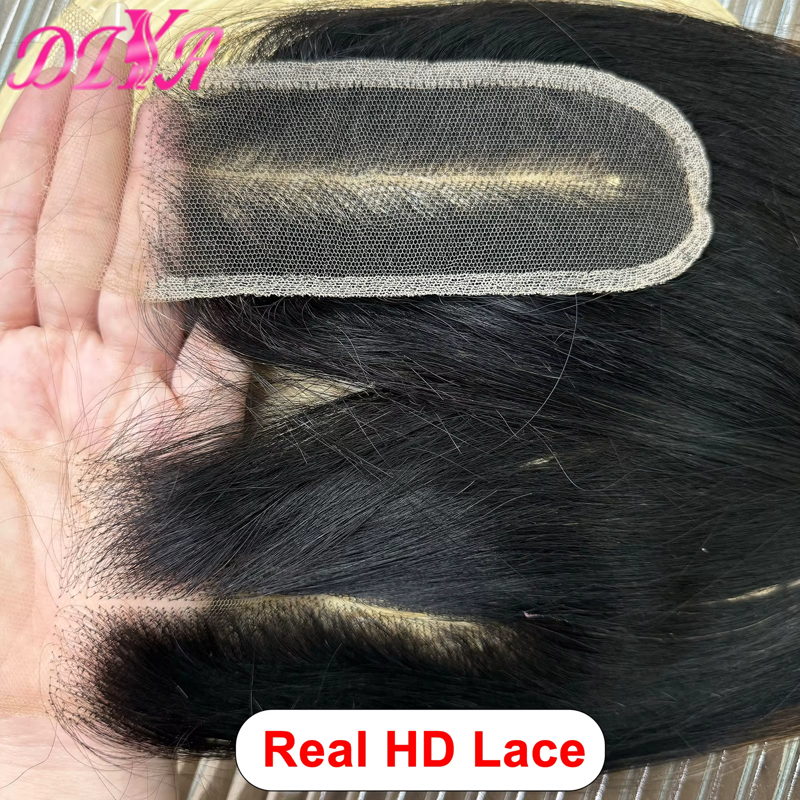 Perruque Lace Closure Wig Naturelle Brésilienne, Cheveux Lisses, Double Proximité, HD, 1BT4, 16A, 2x