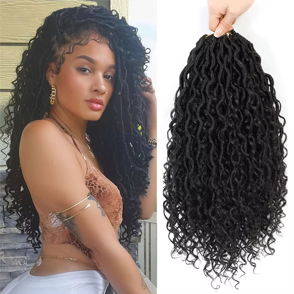 14 "Faux Locs Crochet cheveux 8 paquets pré-bouclés déesse Locs Crochet cheveux avec extrémité boucl