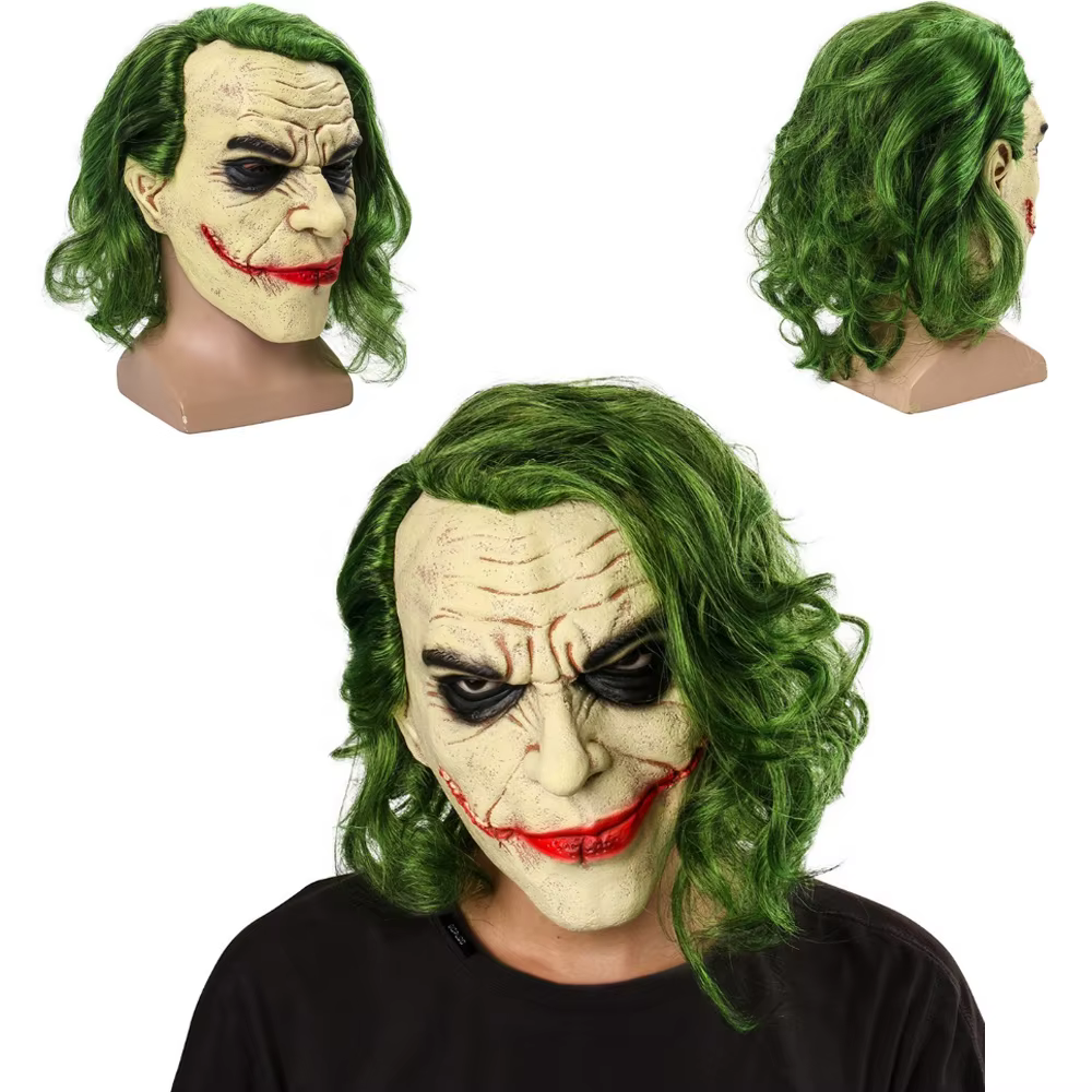 Perruque Complète de Cosplay avec Cheveux Verts, Masque d'Halloween Amusant, Accessoires de Costume