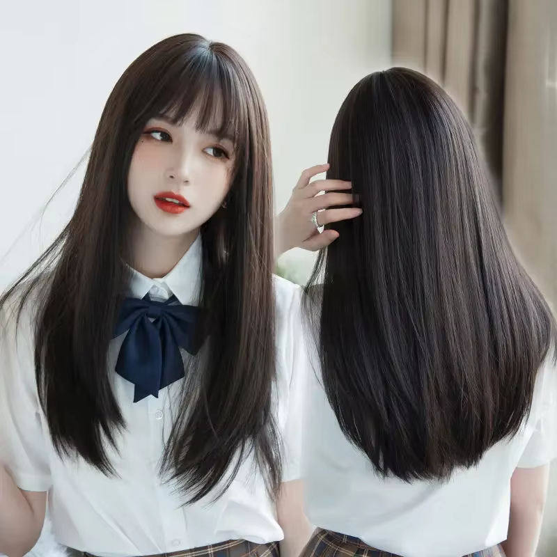 Extensions de cheveux synthétiques JK pour filles, perruque de Cosplay avec frange à Air, couvre-têt