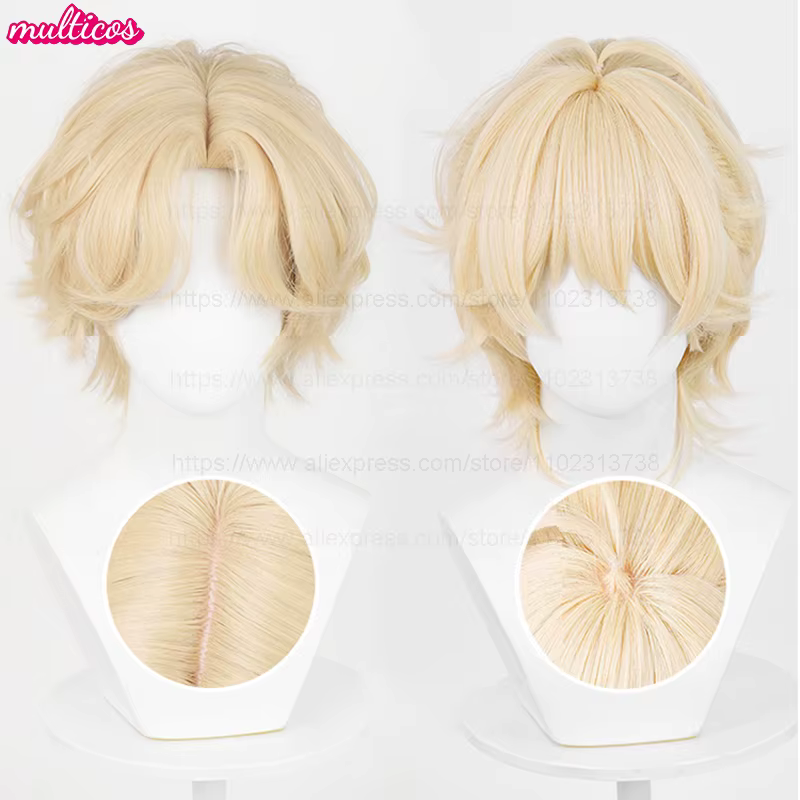 Perruque de Cosplay Luka courte Blonde de haute qualité, cheveux synthétiques résistants à la chaleu