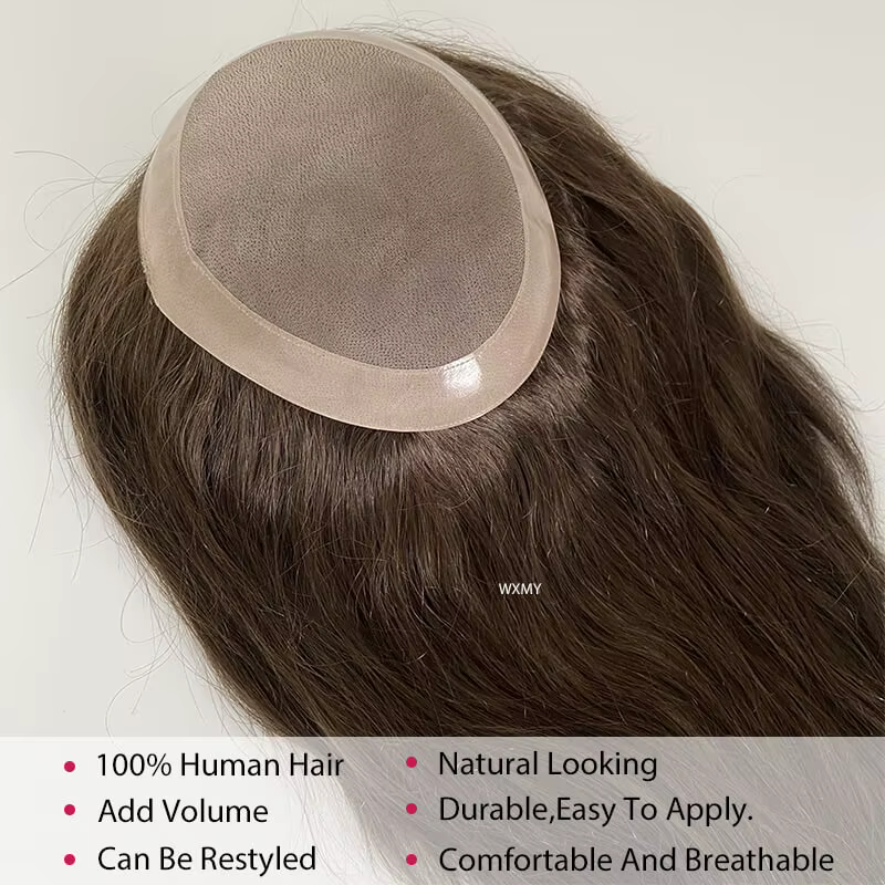 Perruques 100% naturelles Remy fines Mono avec Base Npu pour femmes, postiches longues et lisses