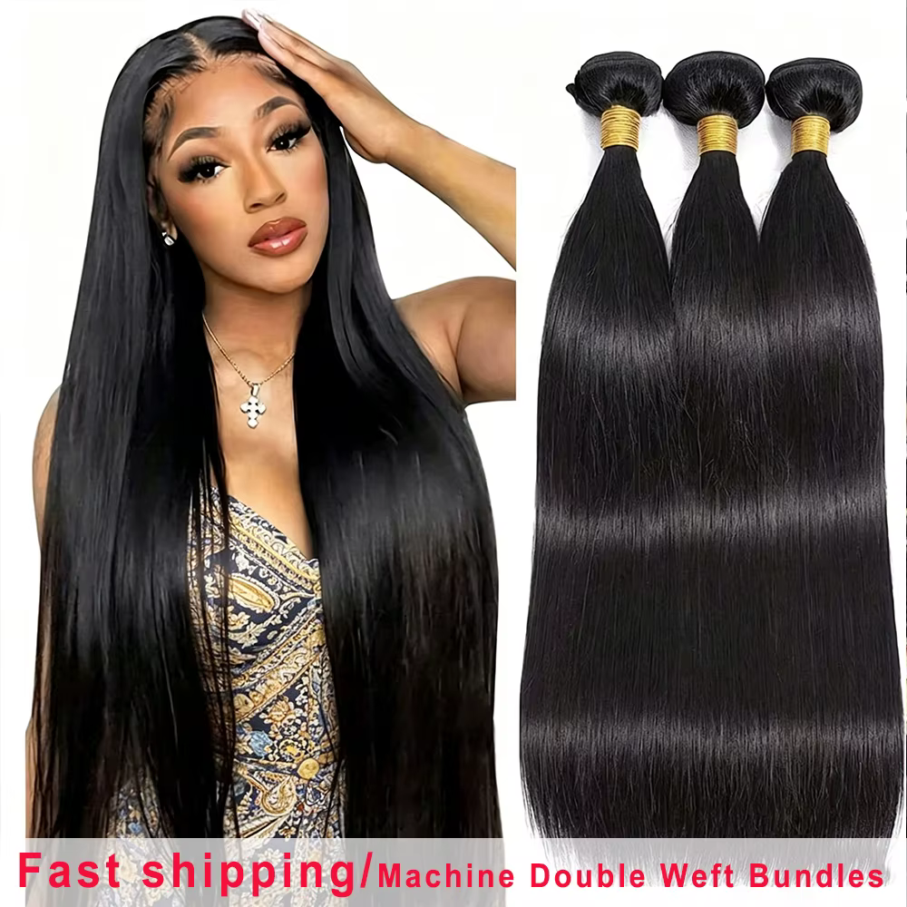 Extensions de cheveux humains brésiliens lisses, noirs naturels, longs, en lots de 1/3/4, de 8 à 42