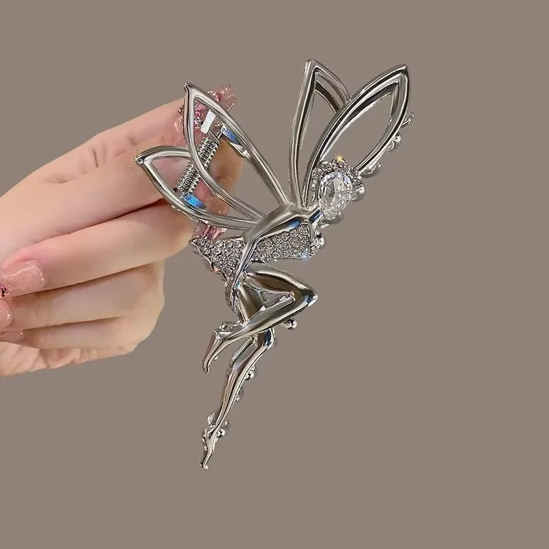 Pince à cheveux en métal pour strass brillant cristal petit ange chapeaux épingle à cheveux fille qu